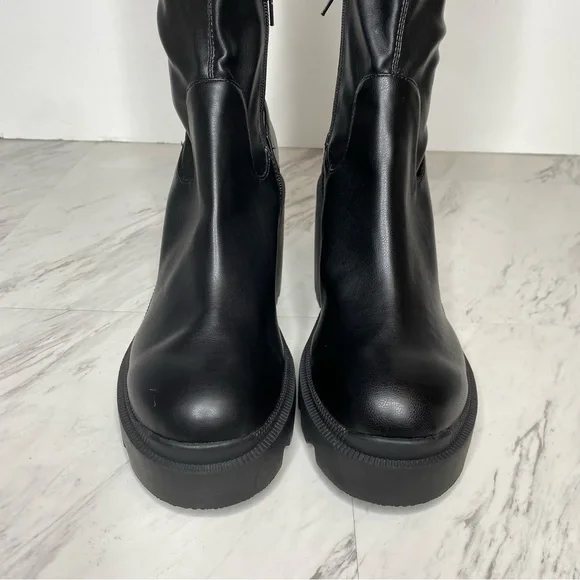 Steve Madden Derby Black Chunky Lug Sole Tall Boot 11M